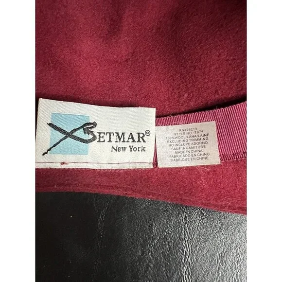 Vintage Betmar New York Red 100% Wool Hat T874